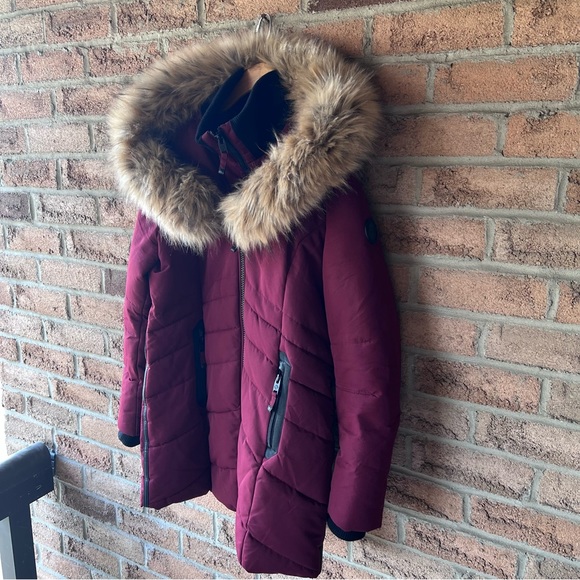 POINT ZERO |  Burgundy winter spring faux fur hooded snow jacket co… - Picture 5 of 16